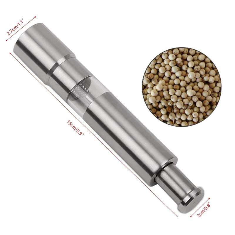 Pepper Mills,Salt & Pepper Mill Sets,Herb & Spice Mills,Salt Mills,Pepper Grinder,for Restaurants, Cafes, And Catering Events,One-handed Operation, Stainless Steel (Color : Silver)