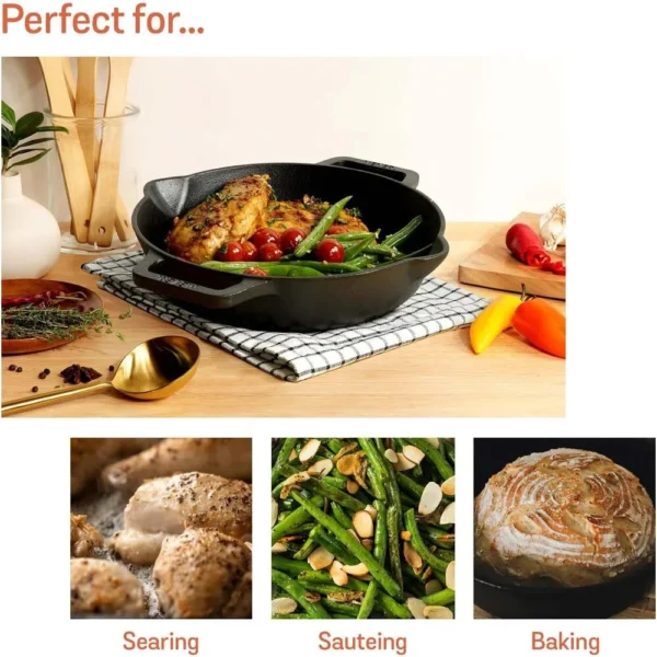 "Versatile Cooking" "FRYPAN" "High-Quality Cast" "IRON"