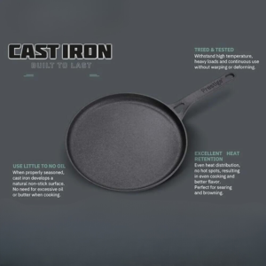 PRESTIGE PR48891 CAST IRON FLAT TAWA, 24 cm DIAMETER - Image 5