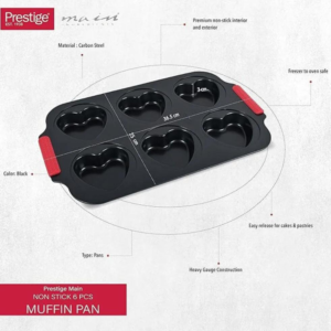 PRESTIGE PR42304 6 PIECES HEART MUFFIN PAN - Image 3
