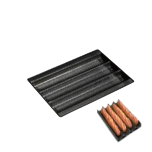 Sanneng SN1597 Aluminium Alloy 3 Rows Baguette Tray non Stick, L 36.5 x W 26.5 cm - Image 2